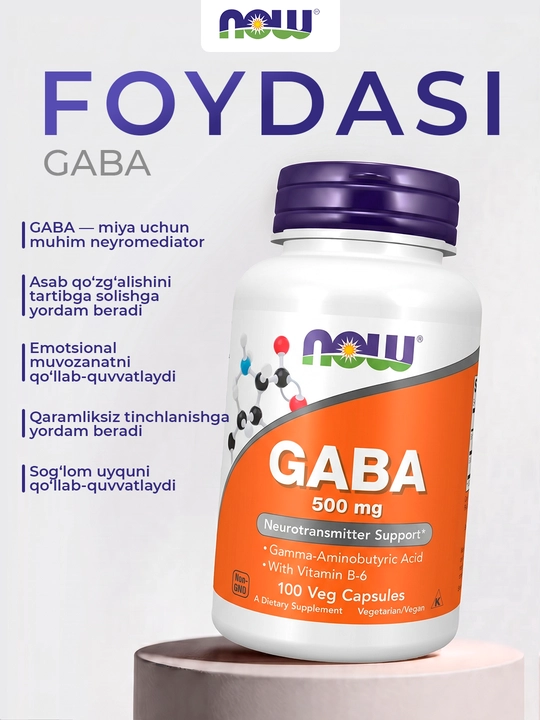 NOW FOODS, ГАБА, гамма-аминомасляная кислота, 500 мг + B-6 Витамин, Халяль