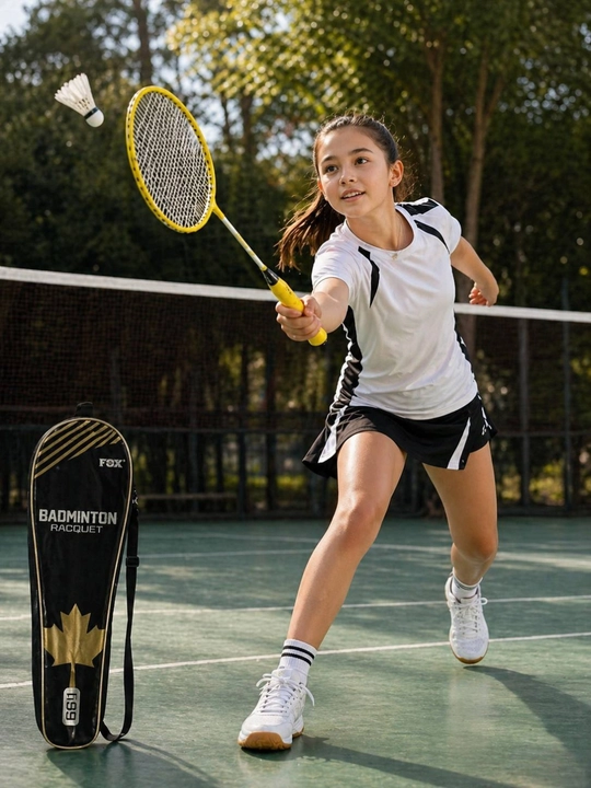 4 xil rangdagi badminton to‘plami, 2 raketka va чехол, yengil va qulay!