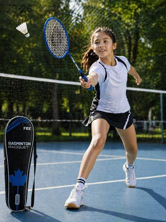 4 xil rangdagi badminton to‘plami, 2 raketka va чехол, yengil va qulay!