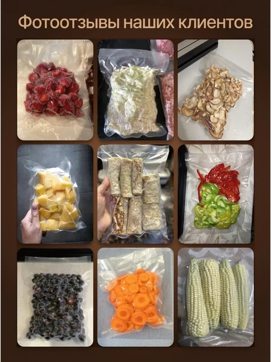 Пакеты для вакууматора рифленые 15x20, 20x30, 28x35см, 20 шт