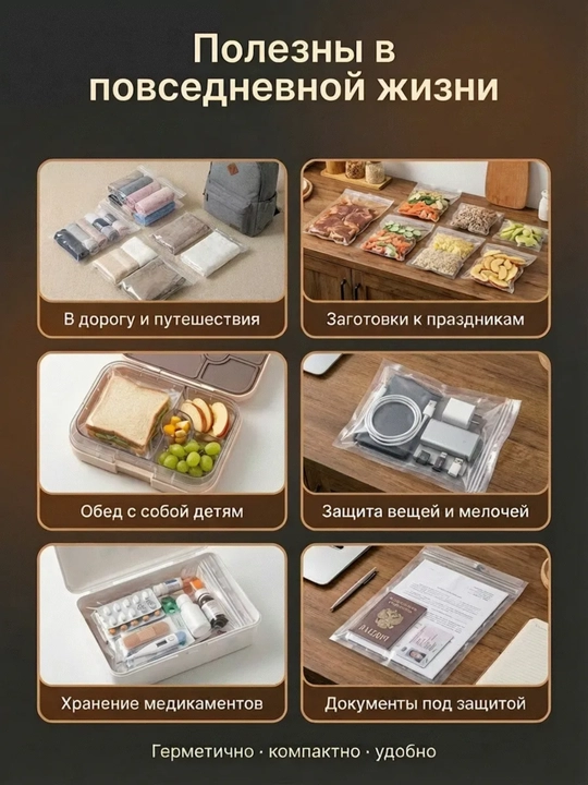 Пакеты для вакууматора рифленые 15x20, 20x30, 28x35см, 20 шт