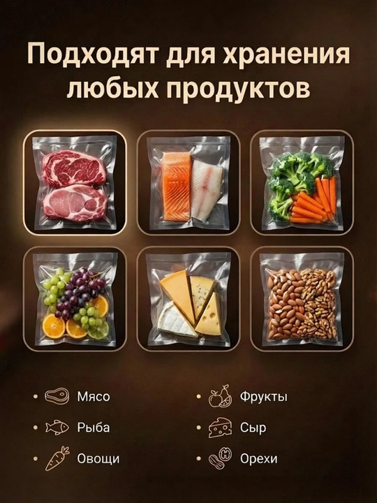 Пакеты для вакууматора рифленые 15x20, 20x30, 28x35см, 20 шт