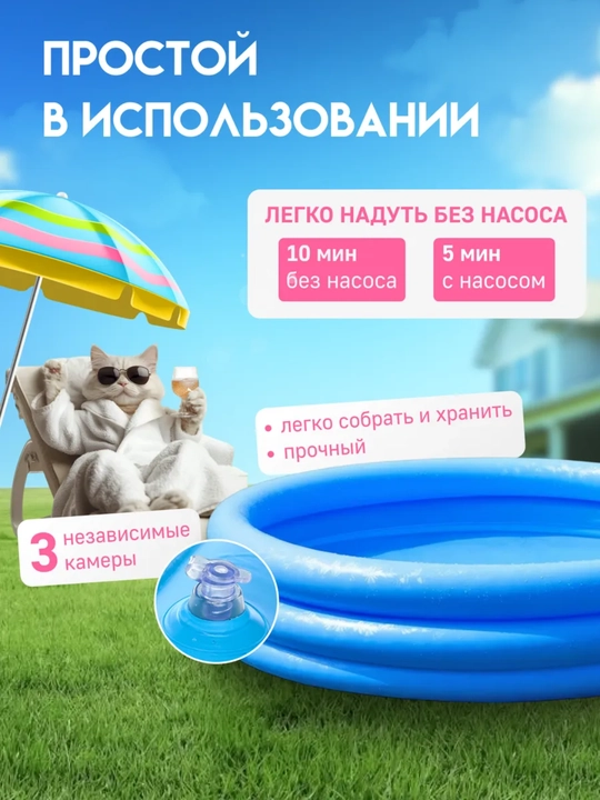 Детский бассейн надувной, летний бассейн для детей, мини бассейн для дома и дачи