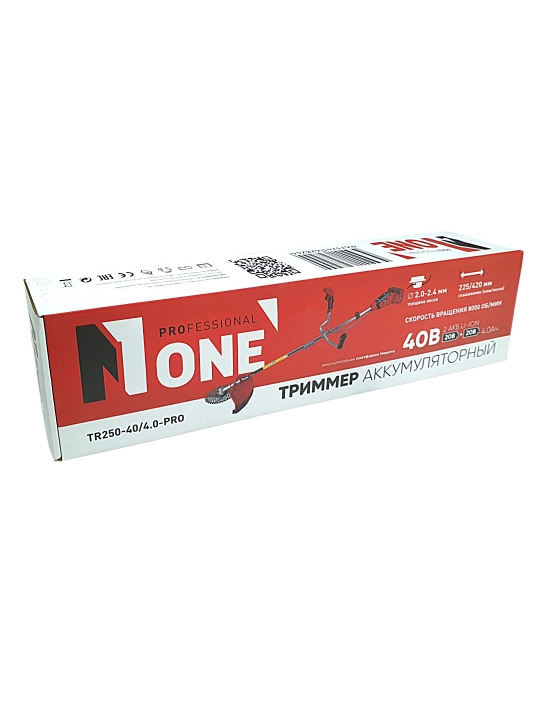 Akkumulyatorli trimmer NUMBER ONE TR250-40/4.0-PRO, cho‘tkasiz, gazonokosilka, 40 V, 4.0Ah