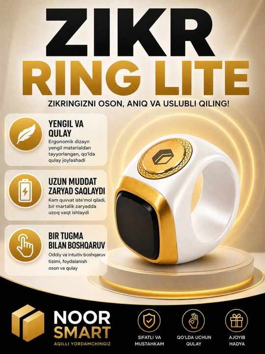 Aqlli - uzuk zikr uchun, elektron tasbeh Zikr Ring Lite IQIBLA UMEOX - 