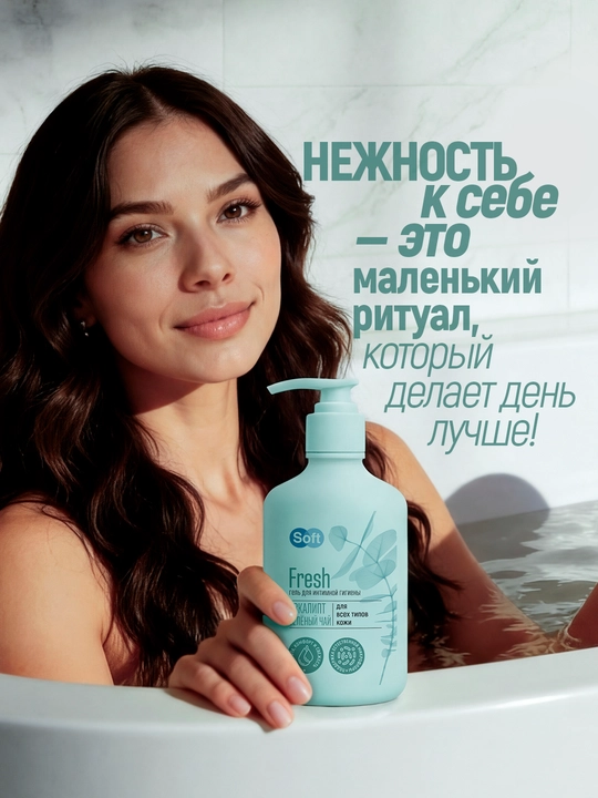 Гель для интимной гигиены Soft Fresh, эвкалипт и зеленый чай, для всех типов кожи, 220 мл