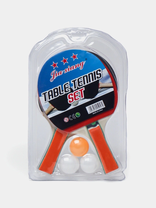 Stol tennisi to'plami raketkalar, uchta tennis to'pi kiradi, ping pong sport o'yini - 