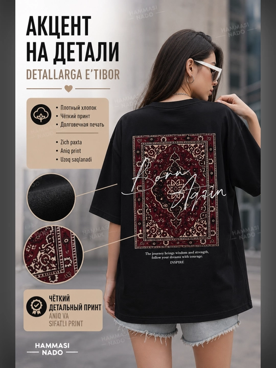 Oversize futbolka, printli futbolka, 100% paxta, koreys uslubi, Y2K uslubi