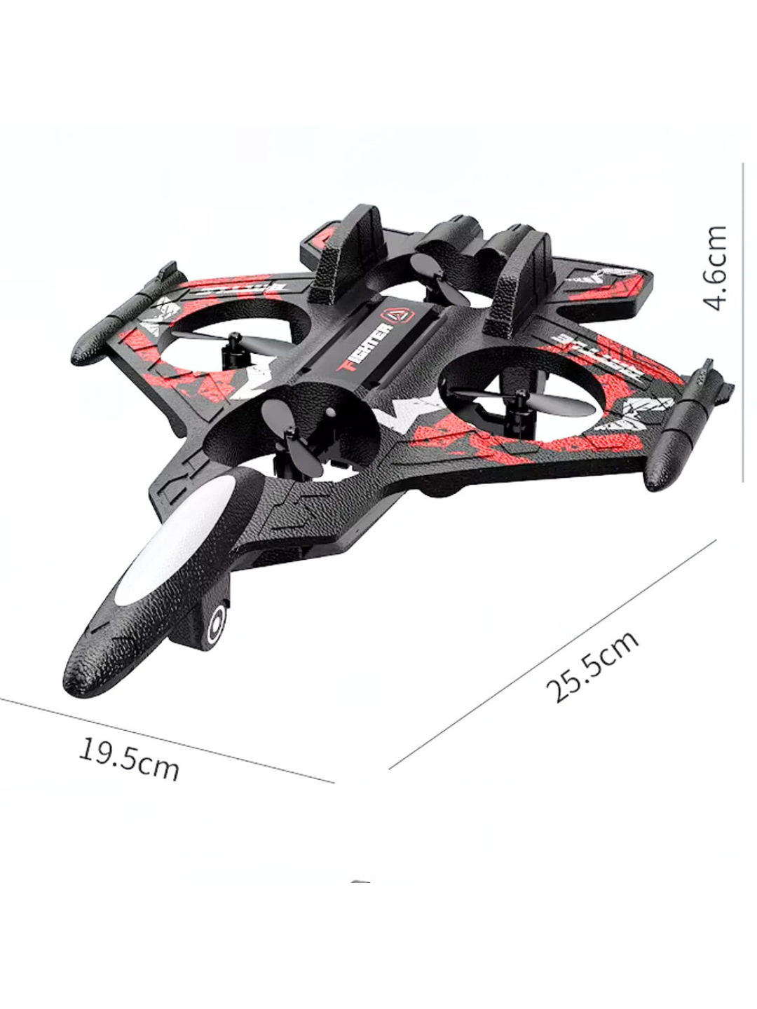 Самолет-дрон радиоуправляемый Fighter с 360° трюками и яркой RGB-подсветкой