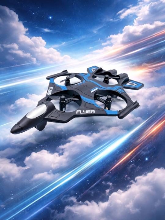Самолет-дрон радиоуправляемый Fighter с 360° трюками и яркой RGB-подсветкой