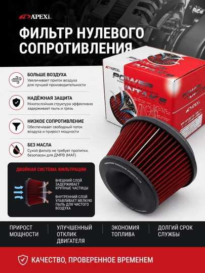 Фильтр нулевого сопротивления Apexi с адаптером — CTSMS-APEXFIL13076