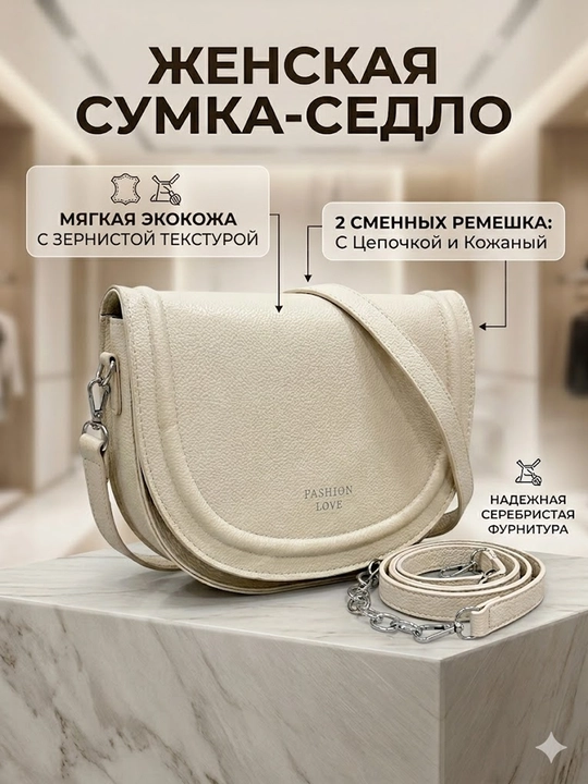 Женская сумка через плечо кроссбоди маленькая - седло