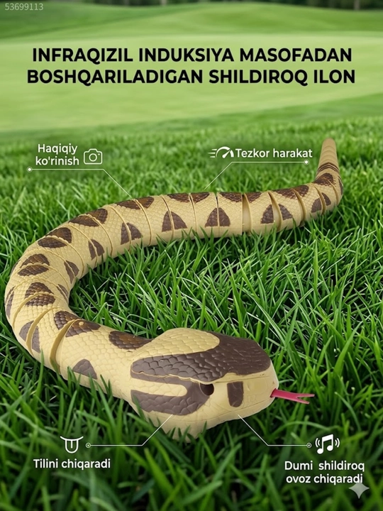 Masofadan boshqariladigan interaktiv ilon "Rattlesnake" – Harakatlanuvchi va ovozli - 