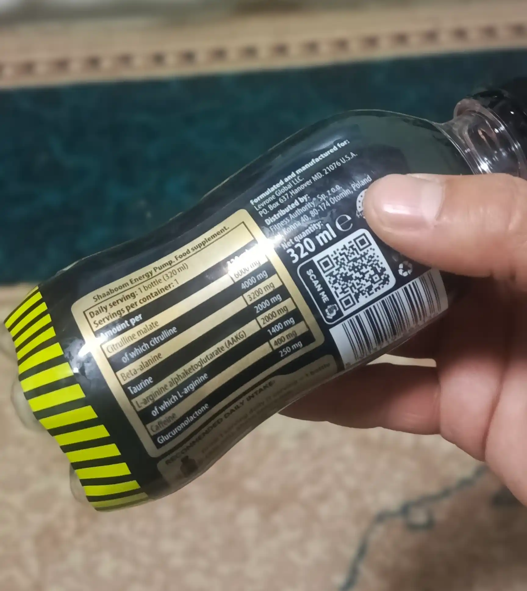 Kevin Levrone Shaaboom Energy Pump mashg'ulotdan oldingi kompleksi, 320 ml