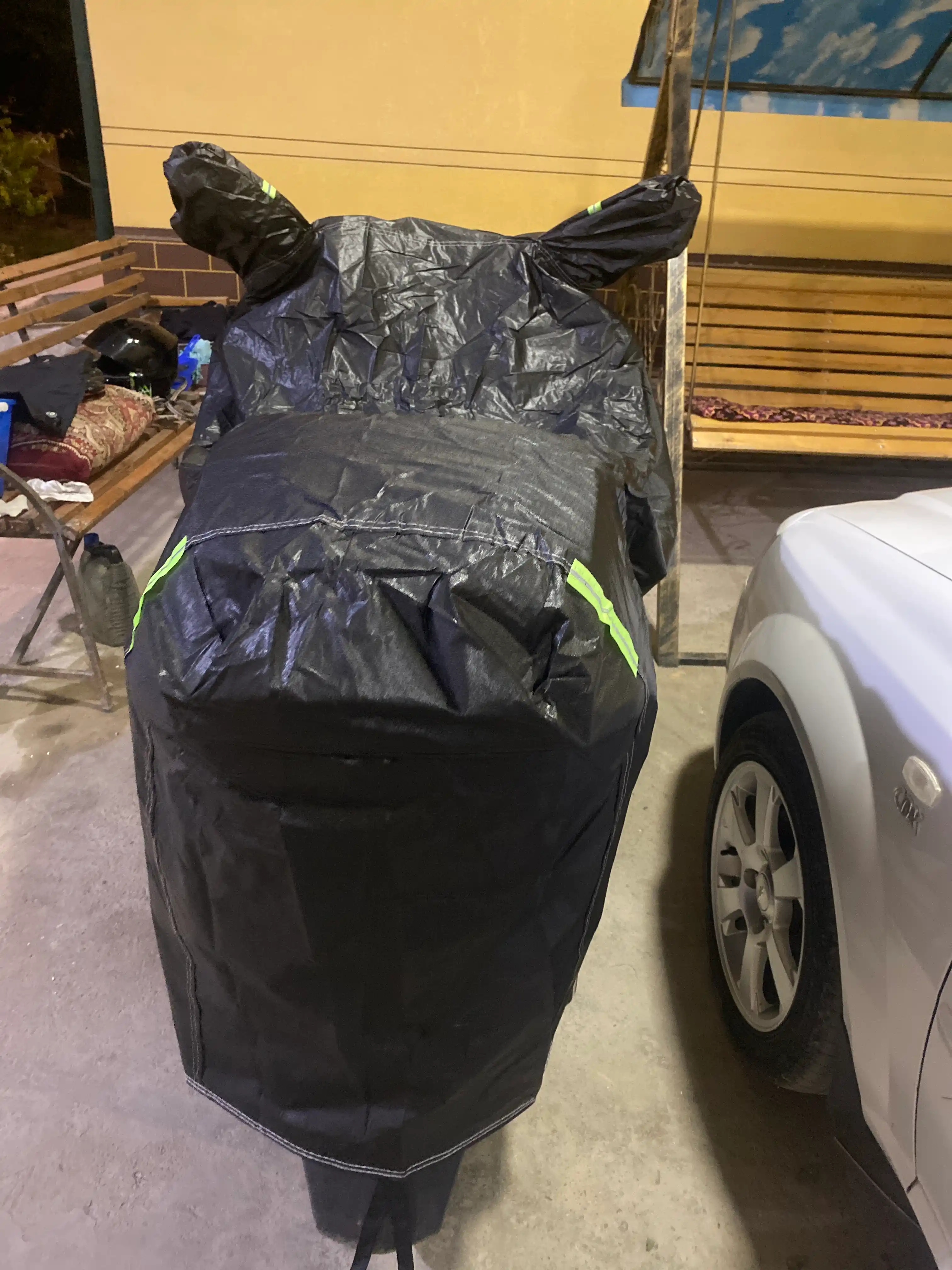 Universal tent (S–XXL) — skuter va mototsikl uchun, 1.6 m dan 2.3 m gacha uzunlikka mos
