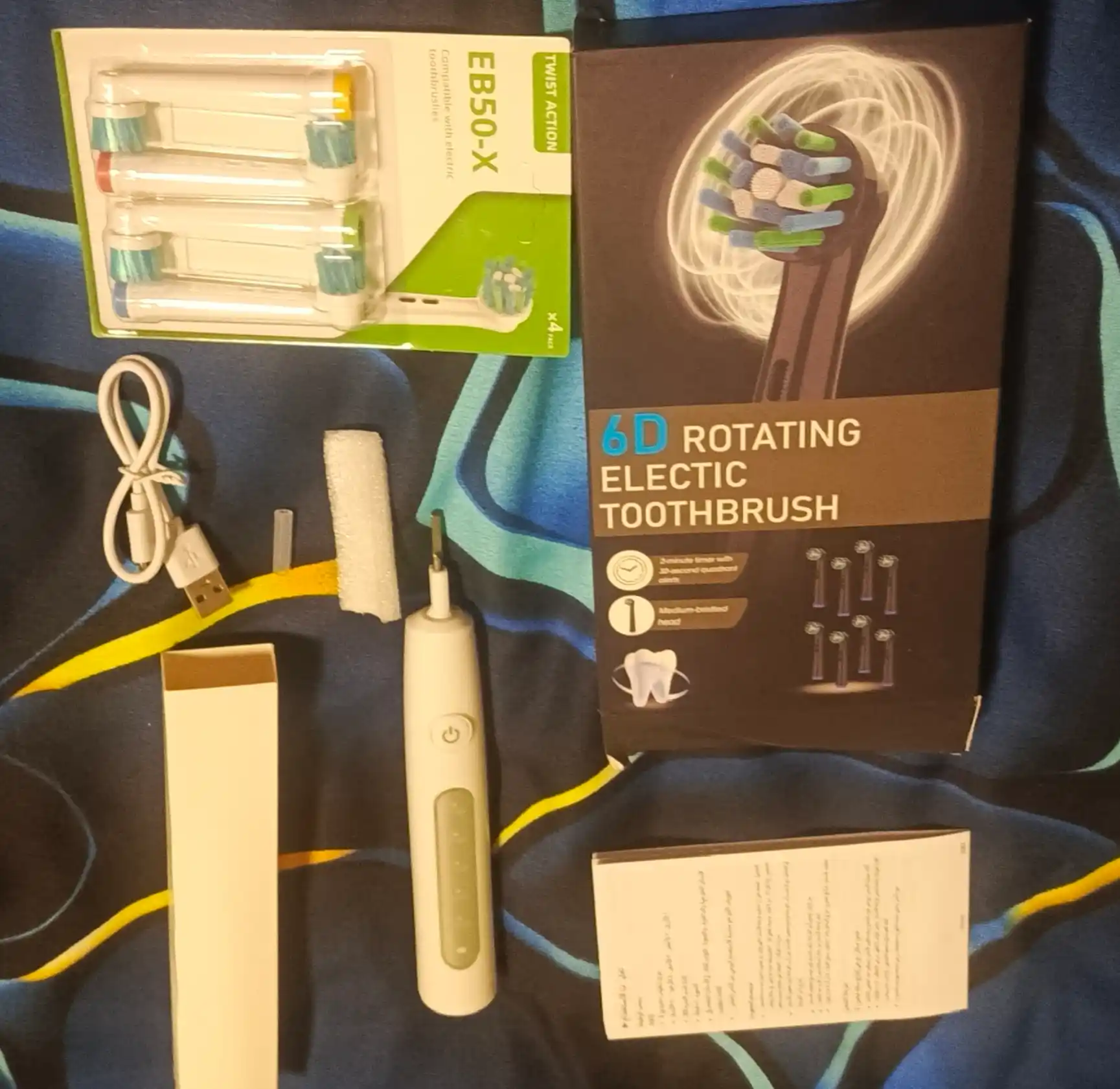 Ультразвуковая зубная щетка, с 3D мягкой вращающейся насадкой типа Oral-B