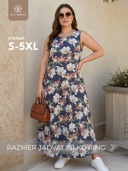 Yozgi  sarafan ayollar uchun, zig‘ir — ELLY FASHION - 