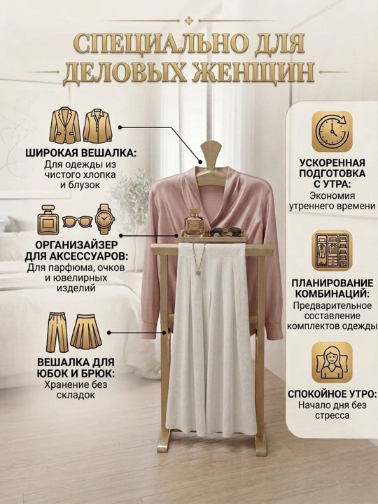 Вешалка напольная для костюма, деревянная стойка для одежды - 