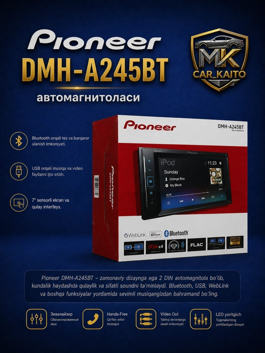 Pioneer DMH-A245BT avtomagnitolasi - 