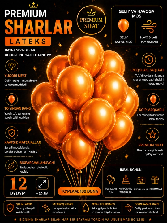 Neo премиум шары для декора – прочный латекс, летают с гелием