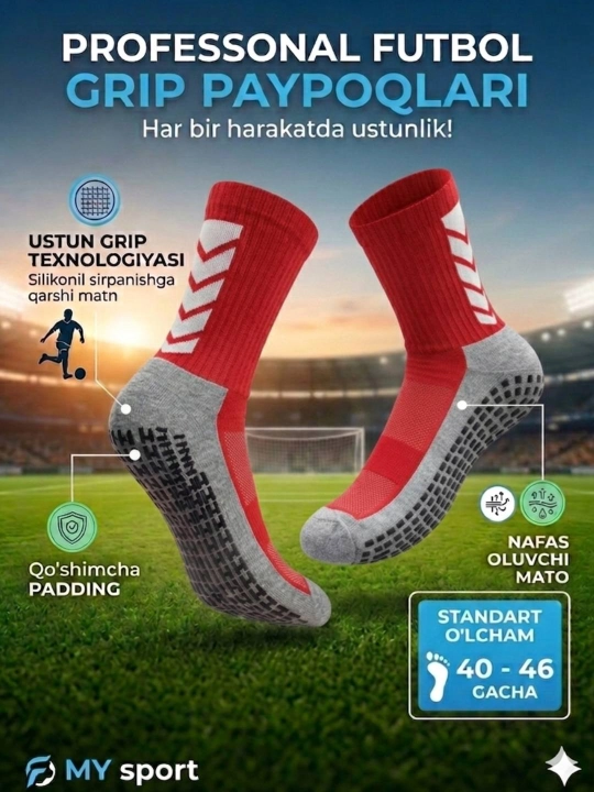 Professional futbol gedra– Sirpanishga qarshi silikonli sport paypog'i - 