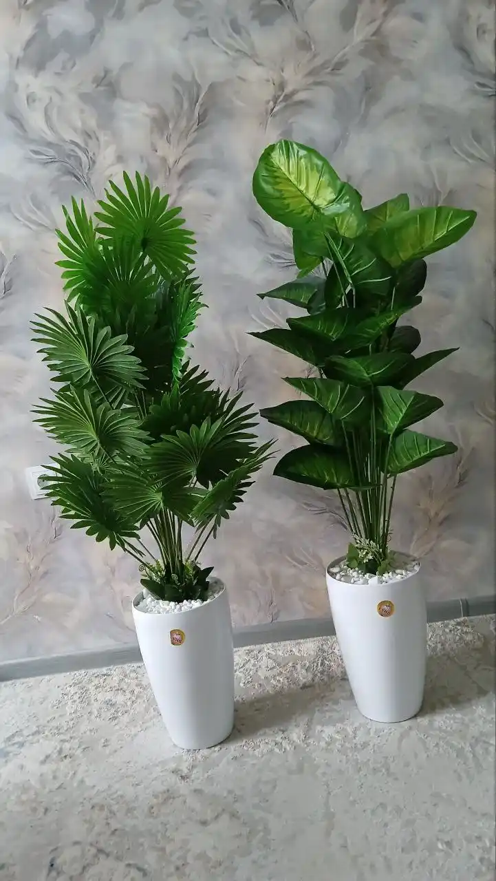 Dekor va interyer uchun silikonli suniy gul, tuvaksiz, tana va bargdan iborat