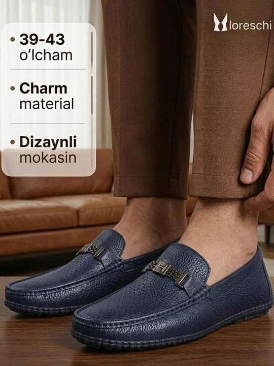 Erkaklar mokasinalari, yozgi poyabzal, yengil, 39-43-o‘lcham