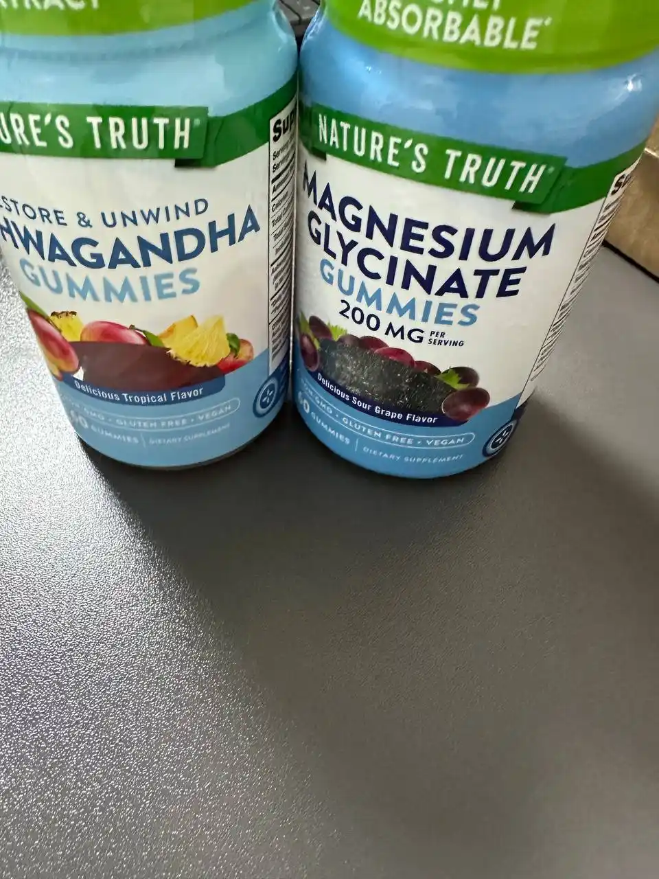 Magniy Glitsinat Nature's Truth, asab tizimi va xotirjam uyqu uchun marmeladlar