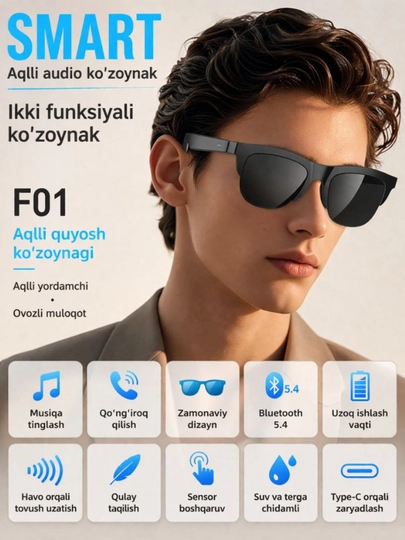 F-01 VA XG89 Bluetooth Smart Audio Glasses — сочетание технологий и стиля - 