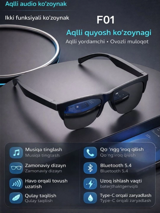 F-01 VA XG89 Bluetooth Smart Audio Glasses — сочетание технологий и стиля