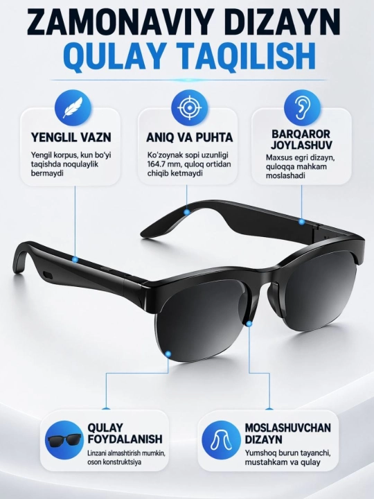 F-01 VA XG89 Bluetooth Smart Audio Glasses — сочетание технологий и стиля