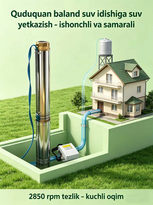 4SDM10/8, 220V botma chuqurlik nasosi, uzoq muddat xizmat qiladigan maishiy nasos