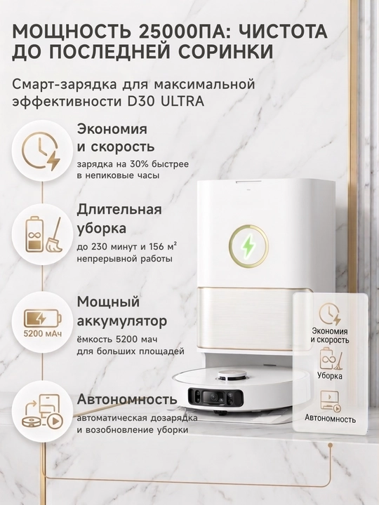 Dreame D30 Ultra: quruq/nam tozalash, 25000 Pa, 55W, 100 kunlik avtomat tushirish