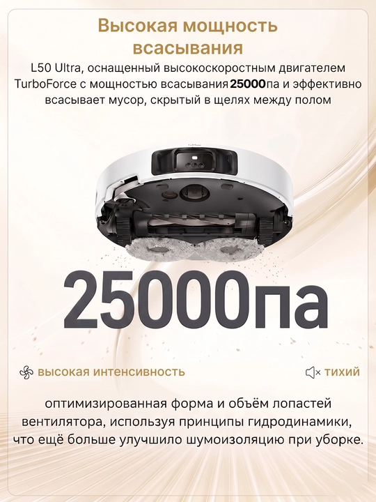 Робот-пылесос Dreame L50 Ultra CE 75 Вт, 25000 Па, АКБ 5200 мАч, станция самоочистки 6-в-1