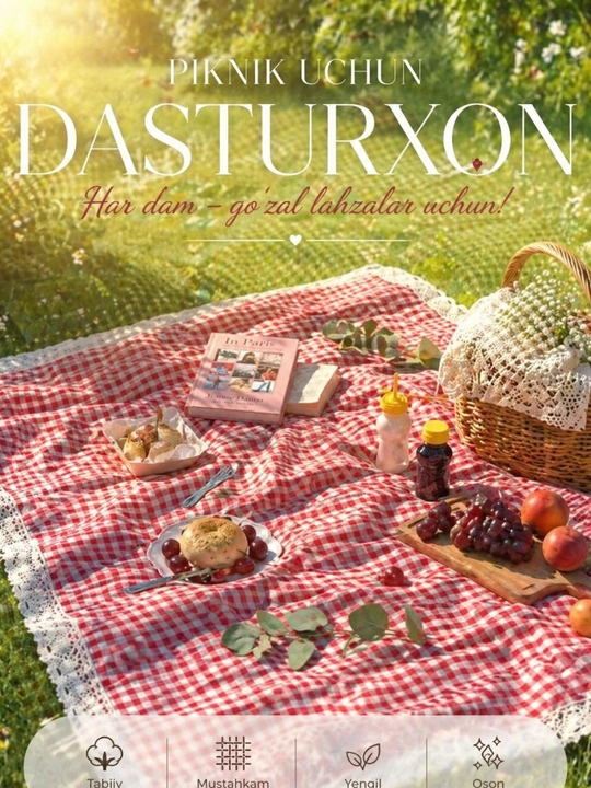Piknik uchun ajoyib dasturxon, 60-120 o'lchamda - 