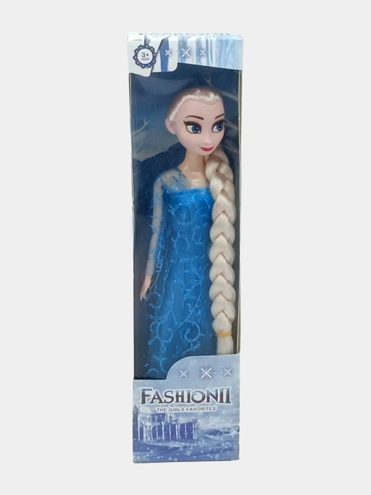 Fashionii ko'k ko'ylakli uzun o'rimli qo'g'irchoq 3+ No.Dx08