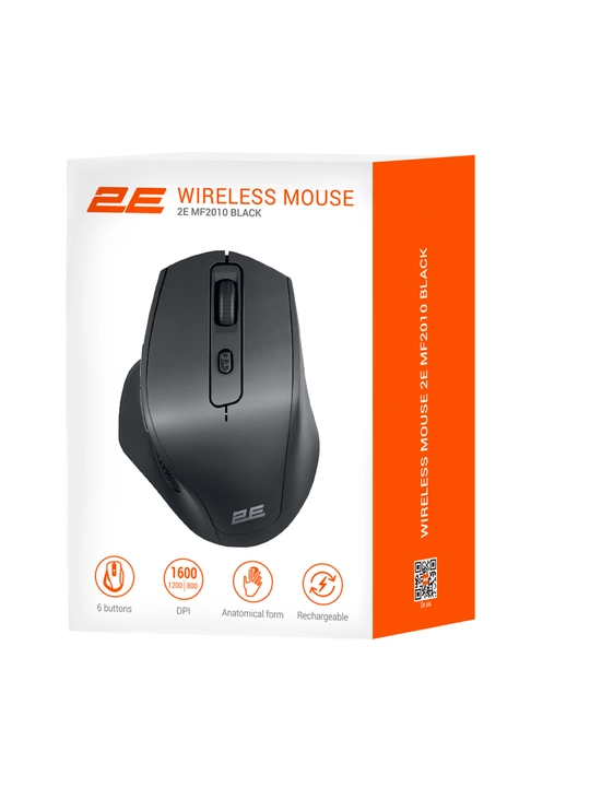 2E MF2010 simsiz sichqoncha, 400mA/soat, Soft Touch, 1600 DPI, 6 tugma, USB 2.0