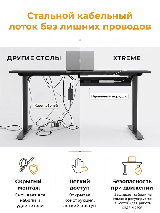 Игровой стол AndaSeat Xtreme Smart Desk, электрорегулировка высоты, 140/180/200x73 см