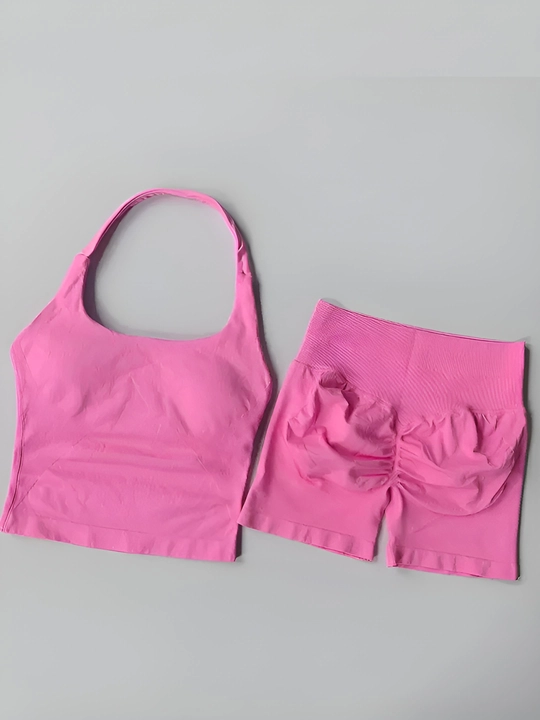 Ayollar sport kiyim to'plami 2 in 1, fitness va mashg‘ulotlar uchun: top va shorti, sport kiyim