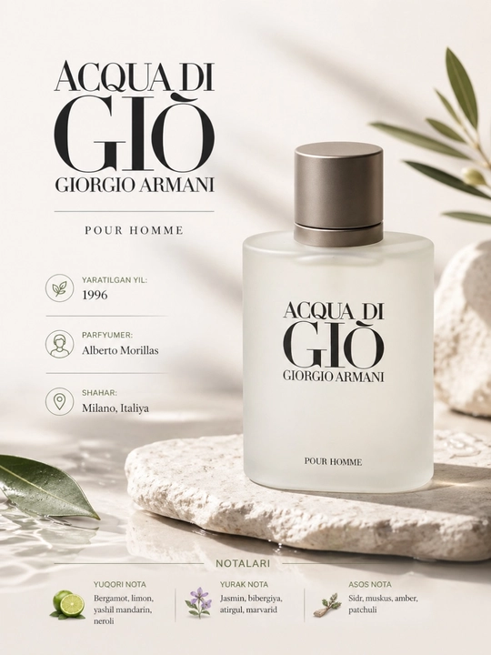ACQUA DI GIO, Giorgio Armani, уникальный и свежий парфюм для мужчин, 100мл