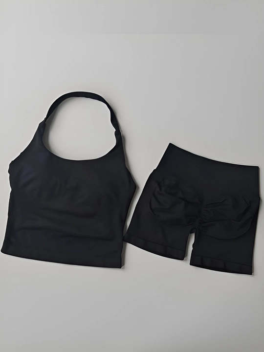Ayollar sport kiyim to'plami 2 in 1, fitness va mashg‘ulotlar uchun: top va shorti, sport kiyim