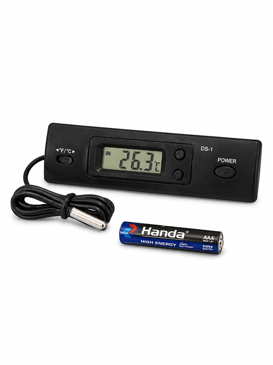 Цифровой термометр DS-1 с выносным датчиком 1.5 м, часы, °C/°F, -50°C до +70°C
