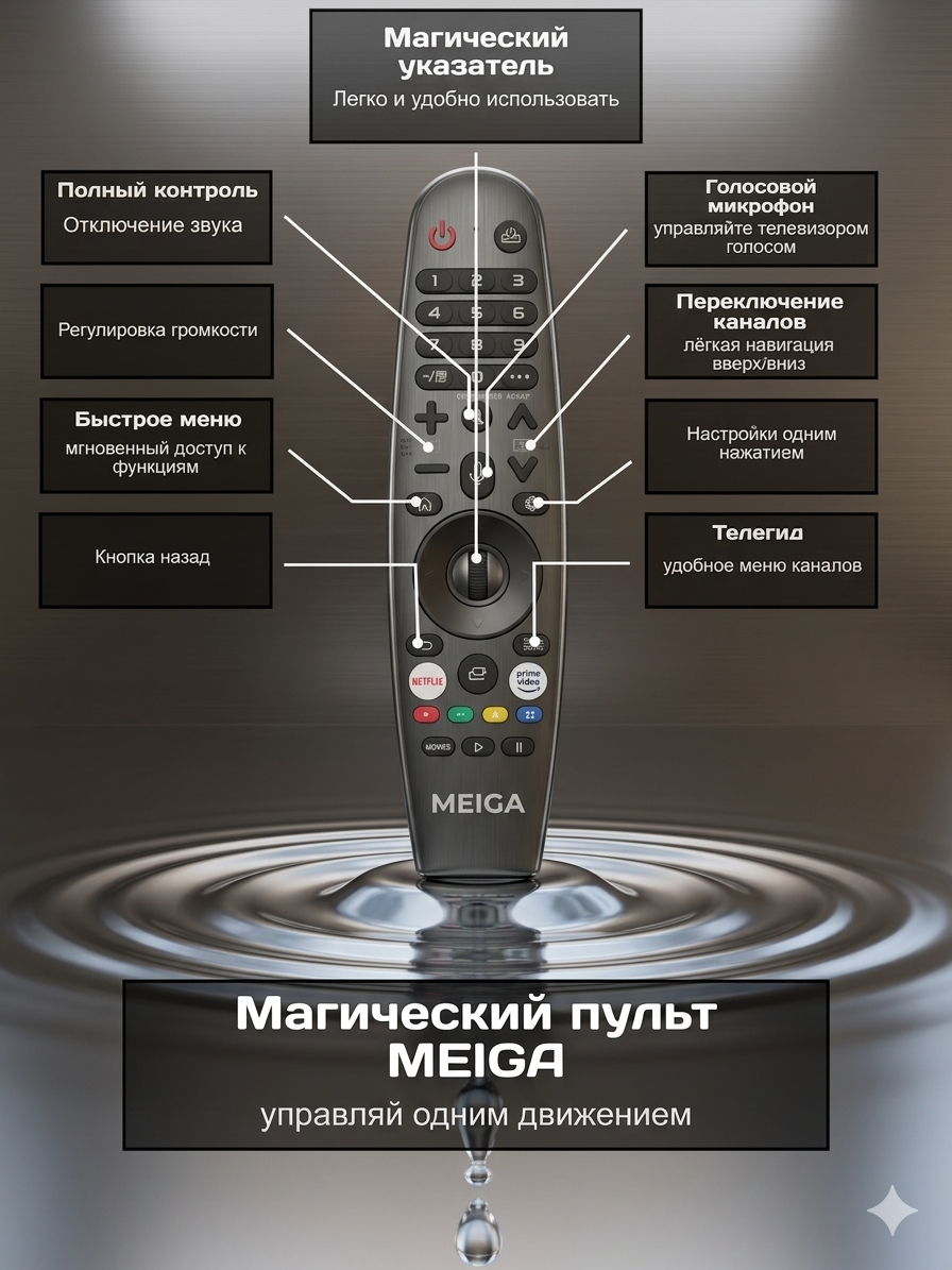 Meiga 55" 4K — Умный телевизор с системой webOS и голосовым ассистентом