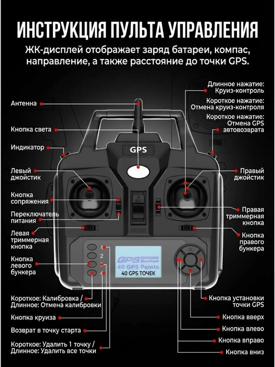GPS navigatsiyali baliq ovlash uchun prikormka kemasi V802 Pro
