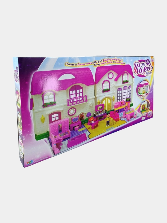 "My Sweet Home" qo'g'irchoq uyi mebel va yorug'lik bilan 3+
