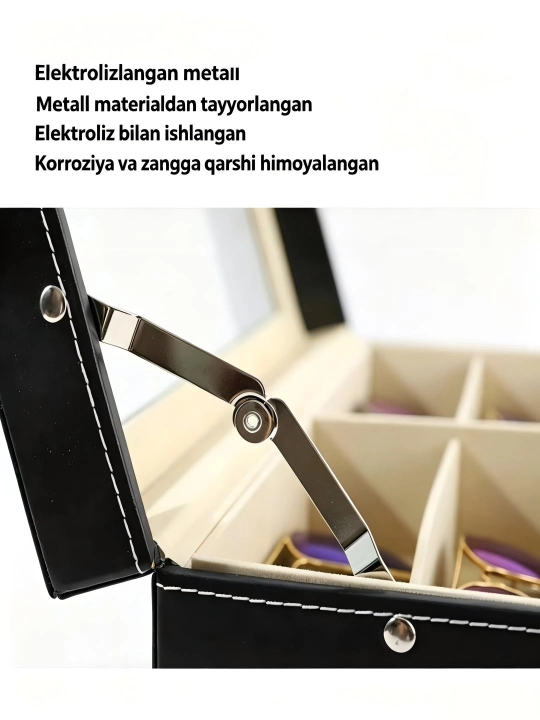 8 hujayrali teri ko'zoynak va quyosh ko'zoynaklari ko'rgazma saqlash qutisi
