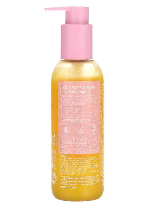 LALARECIPE Yuzu Self Foaming 3in1 пенка для умывания с AHA BHA, 200 мл