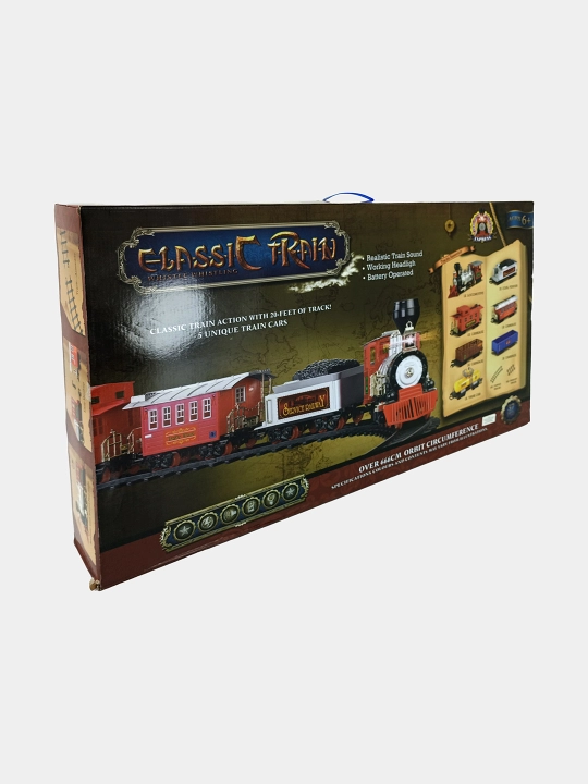 Classic Train temir yo'l to'plami parovoz va ovoz bilan 6+