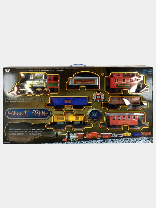 Classic Train temir yo'l to'plami parovoz va ovoz bilan 6+