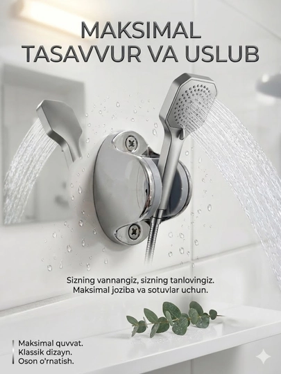 Dush bosh tutqichi, devorga o‘rnatiladigan, leyka uchun tutqich
